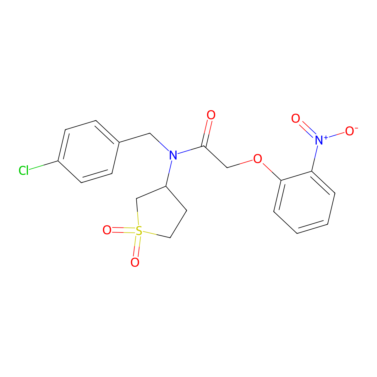 N-[(4-chlorophenyl)methyl]-N-(1,1-dioxothiolan-3-yl)-2-(2-nitrophenoxy)acetamide molecular structure, CAS 585549-15-1