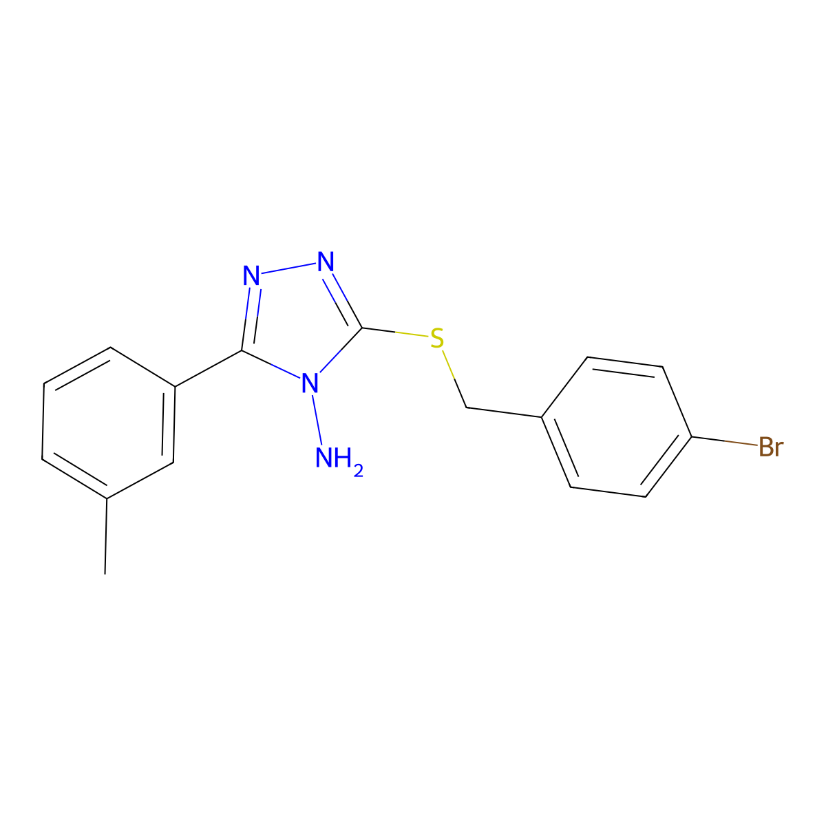 3-[(4-Bromophenyl)methylthio]-5-(3-methylphenyl)-1,2,4-triazole-4-ylamine molecular structure, CAS 585549-72-0