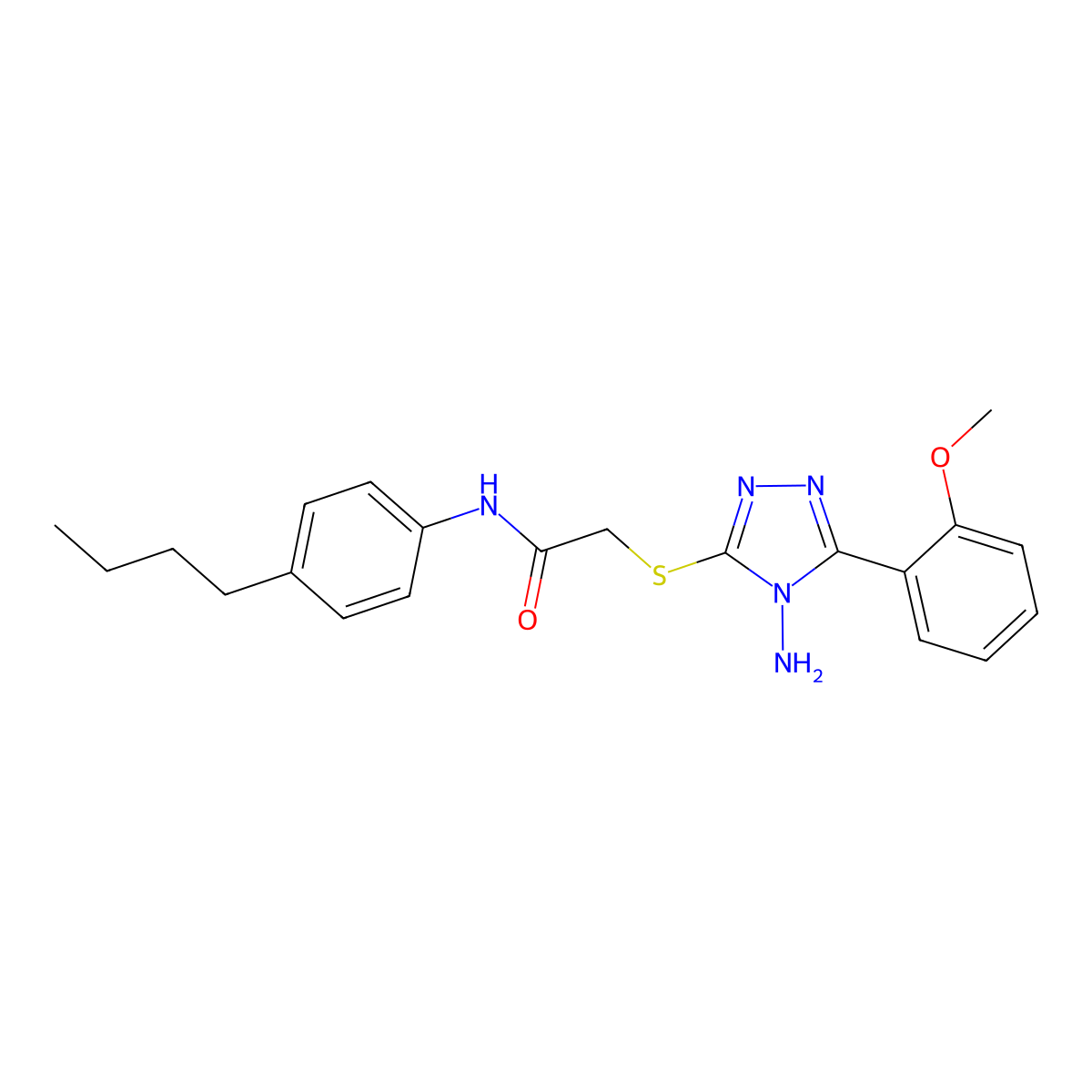 2-((4-amino-5-(2-methoxyphenyl)-4H-1,2,4-triazol-3-yl)thio)-N-(4-butylphenyl)acetamide molecular structure, CAS 585549-86-6