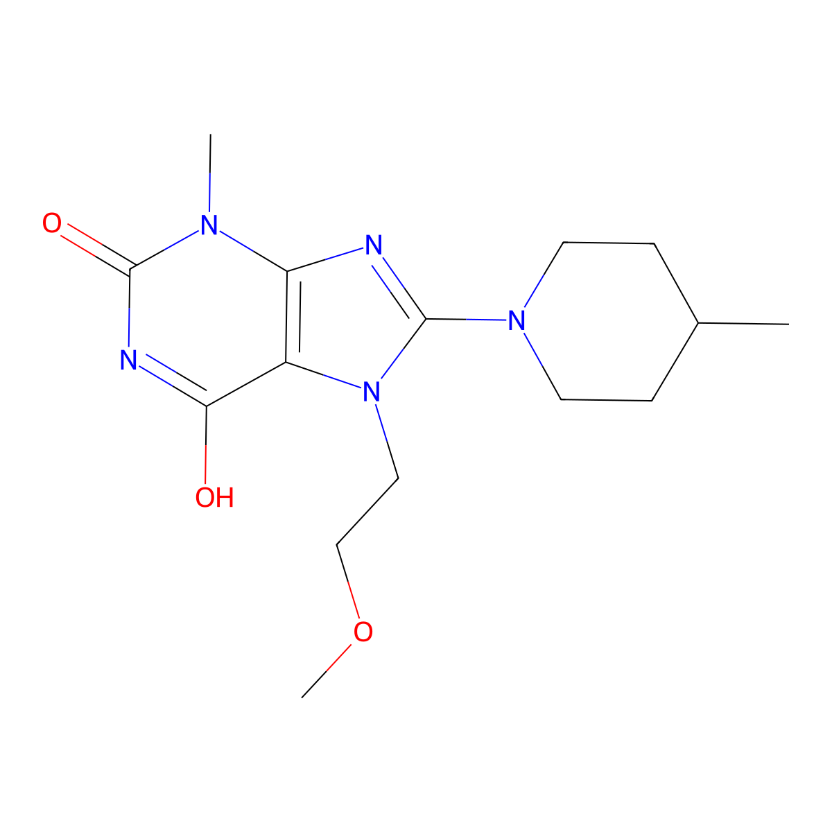 7-(2-methoxyethyl)-3-methyl-8-(4-methylpiperidin-1-yl)-1H-purine-2,6(3H,7H)-dione molecular structure, CAS 585549-88-8