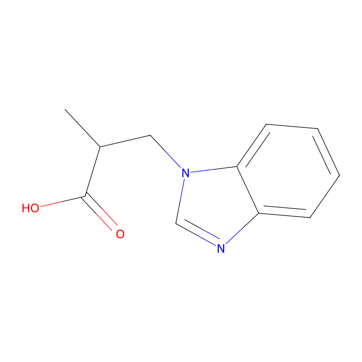 3-(1H-1,3-benzodiazol-1-yl)-2-methylpropanoic acid molecular structure, CAS 58555-21-8