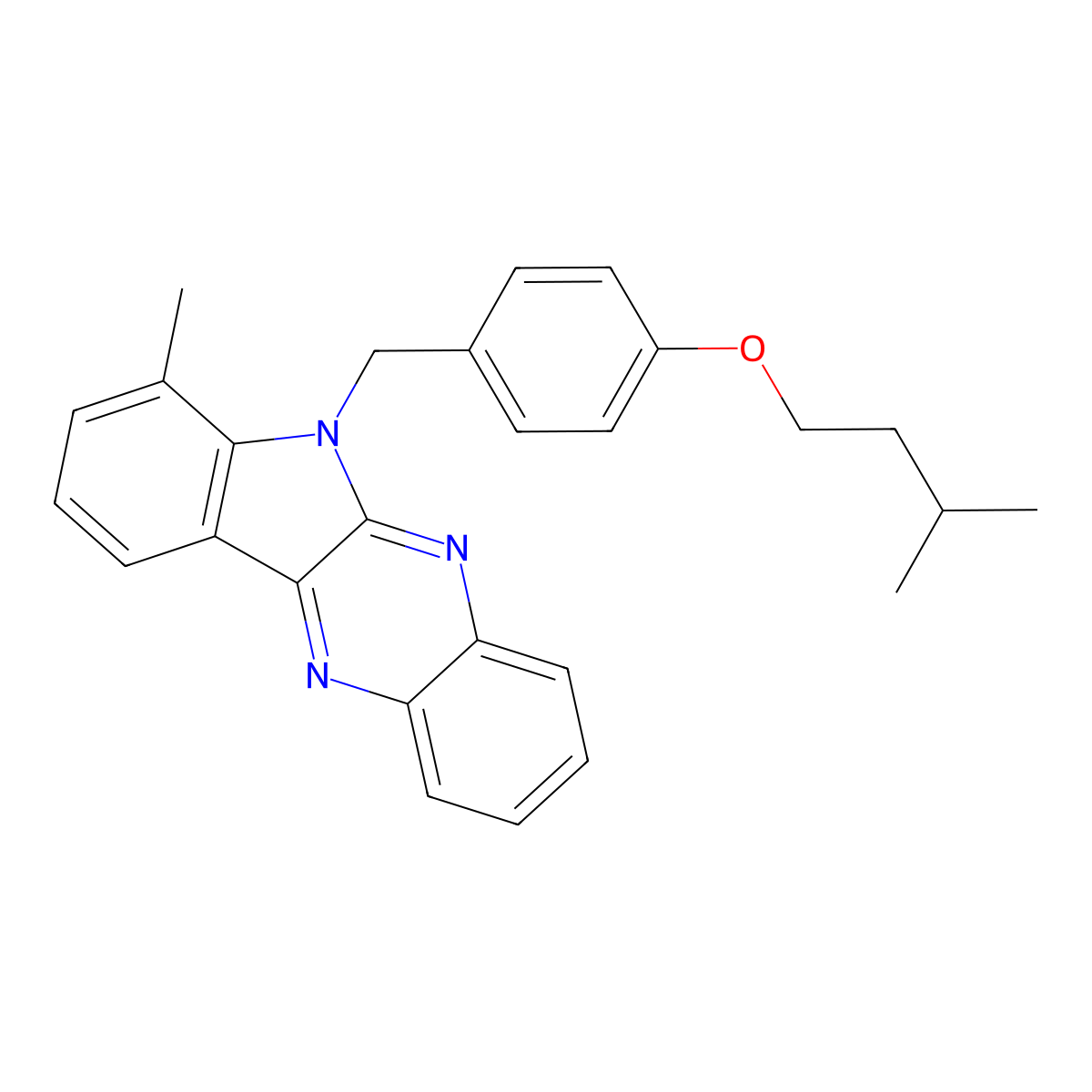 7-methyl-6-[4-(3-methylbutoxy)benzyl]-6H-indolo[2,3-b]quinoxaline molecular structure, CAS 585550-05-6
