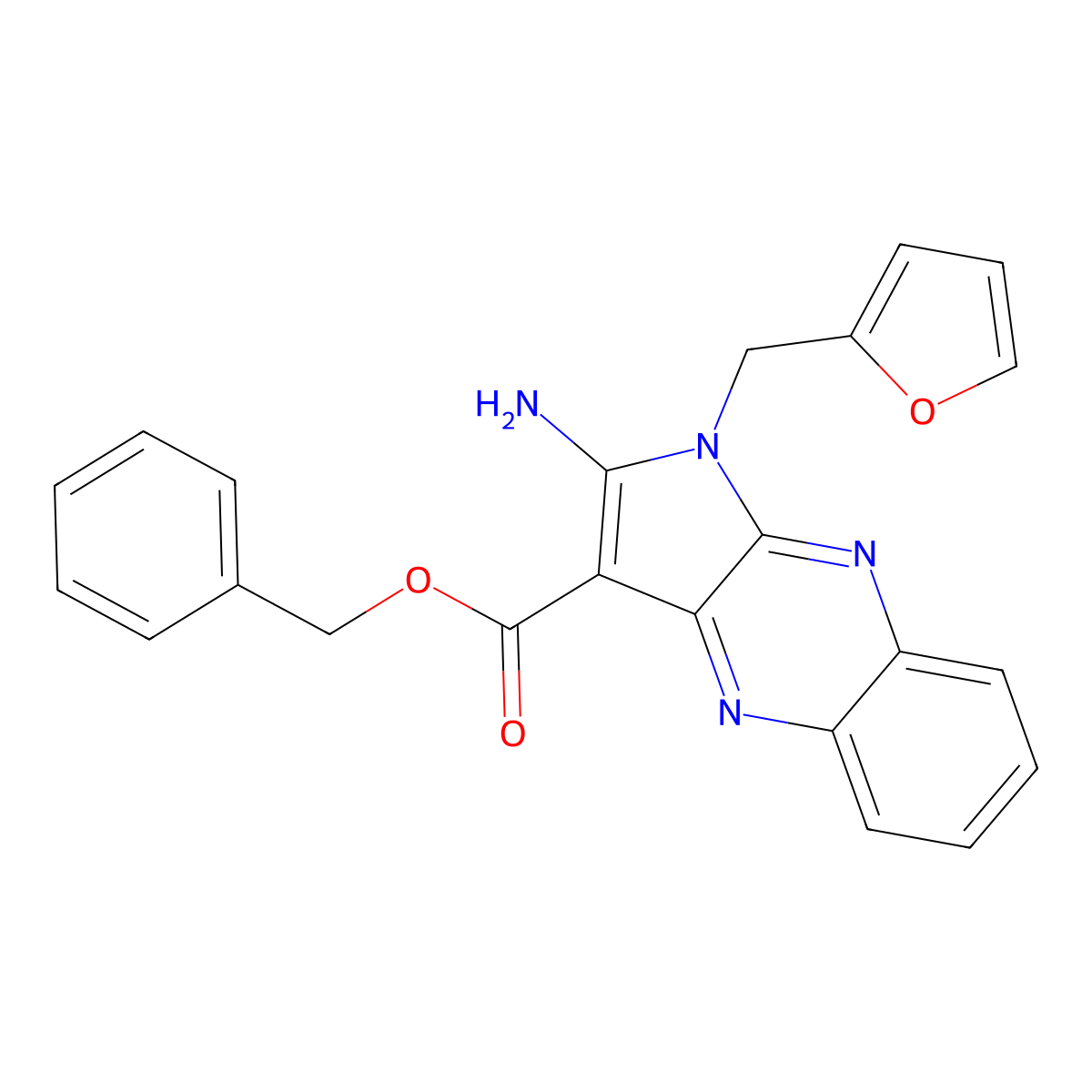 benzyl 2-amino-1-(furan-2-ylmethyl)-1H-pyrrolo[2,3-b]quinoxaline-3-carboxylate molecular structure, CAS 585550-09-0