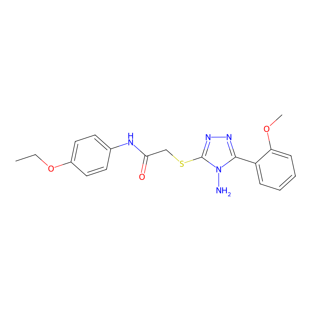 2-((4-amino-5-(2-methoxyphenyl)-4H-1,2,4-triazol-3-yl)thio)-N-(4-ethoxyphenyl)acetamide molecular structure, CAS 585550-11-4