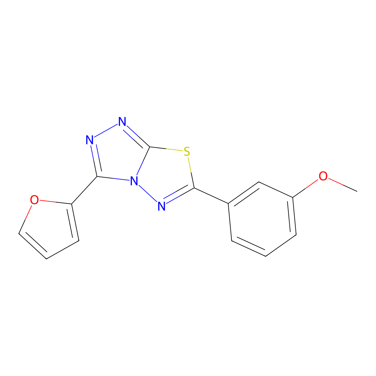 3-(Furan-2-yl)-6-(3-methoxyphenyl)-[1,2,4]triazolo[3,4-b][1,3,4]thiadiazole molecular structure, CAS 585550-22-7