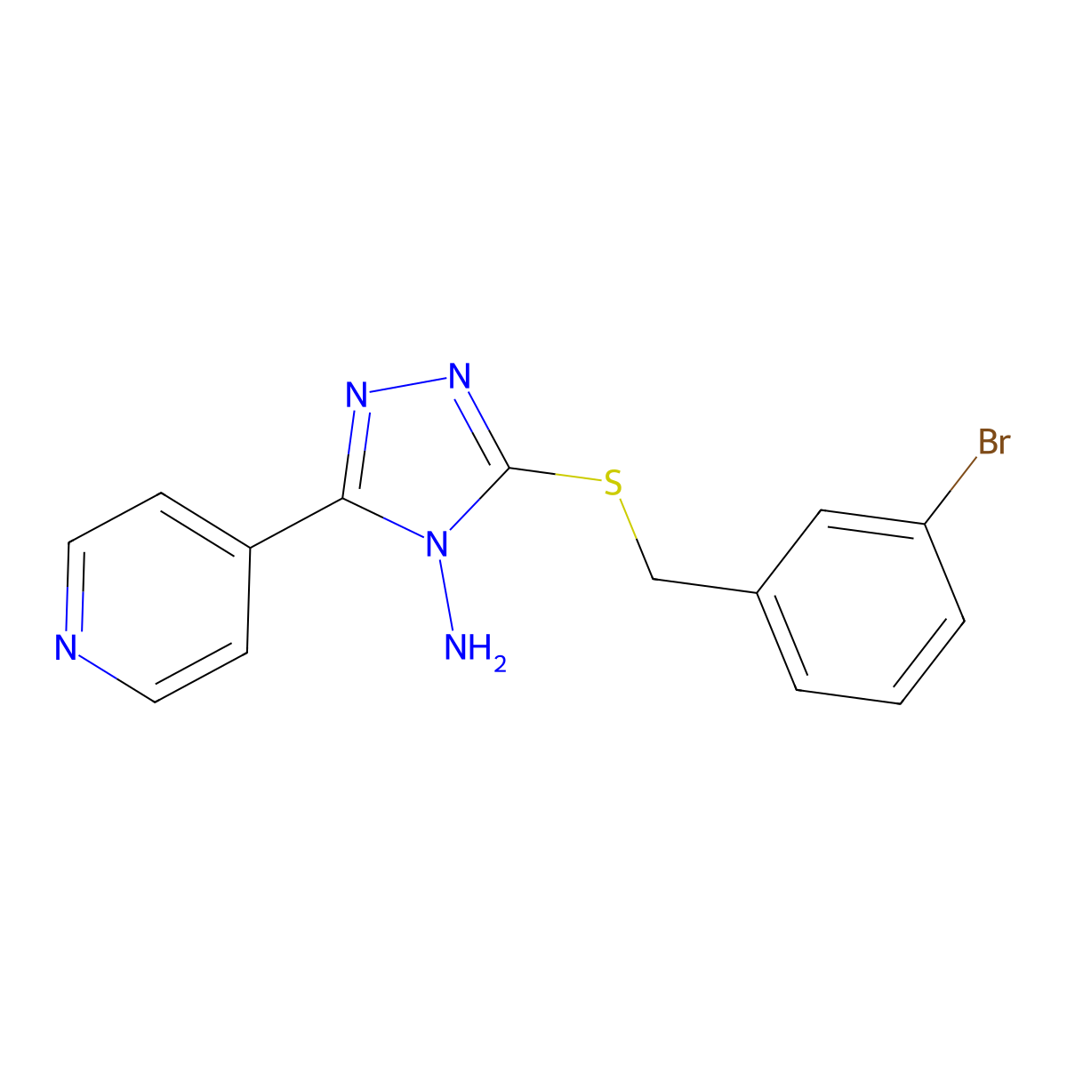 3-(3-Bromo-benzylsulfanyl)-5-pyridin-4-yl-[1,2,4]triazol-4-ylamine molecular structure, CAS 585550-33-0