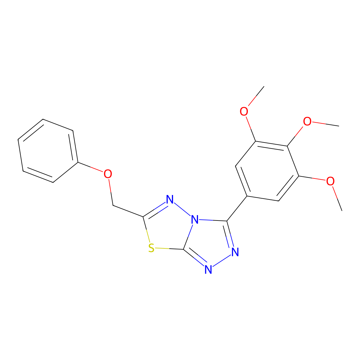 6-(Phenoxymethyl)-3-(3,4,5-trimethoxyphenyl)-[1,2,4]triazolo[3,4-b][1,3,4]thiadiazole molecular structure, CAS 585550-44-3
