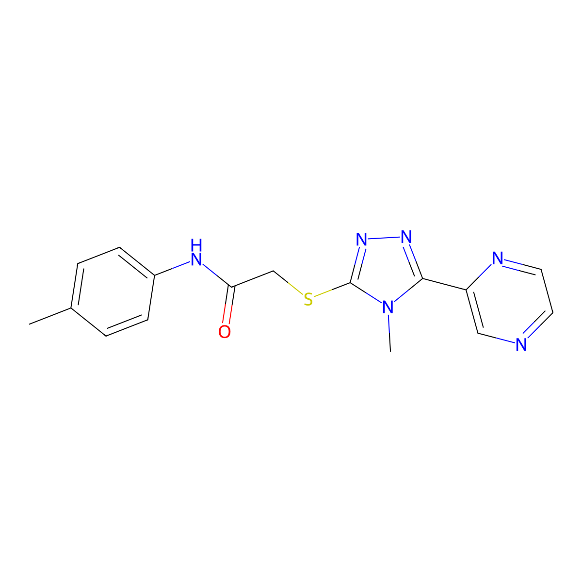 N-(4-methylphenyl)-2-{[4-methyl-5-(pyrazin-2-yl)-4H-1,2,4-triazol-3-yl]sulfanyl}acetamide molecular structure, CAS 585550-49-8