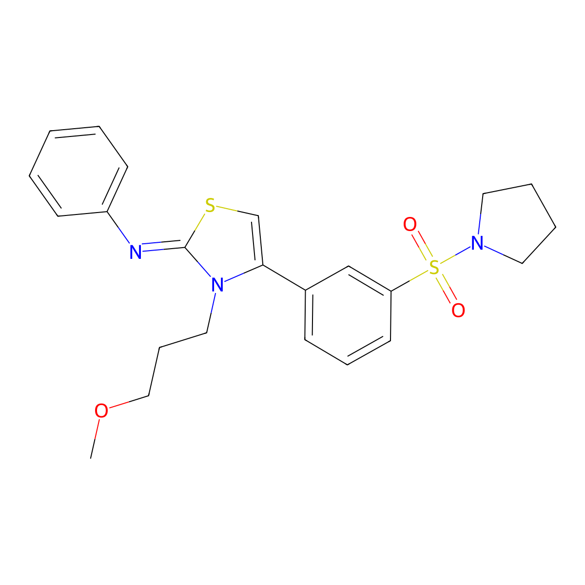 N-[(2Z)-3-(3-methoxypropyl)-4-[3-(pyrrolidin-1-ylsulfonyl)phenyl]-1,3-thiazol-2(3H)-ylidene]aniline molecular structure, CAS 585550-50-1
