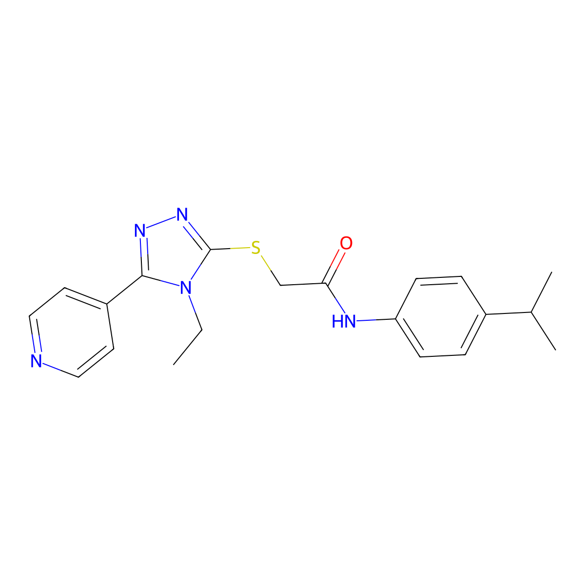 2-{[4-Ethyl-5-(4-pyridinyl)-4H-1,2,4-triazol-3-YL]sulfanyl}-N-(4-isopropylphenyl)acetamide molecular structure, CAS 585550-72-7