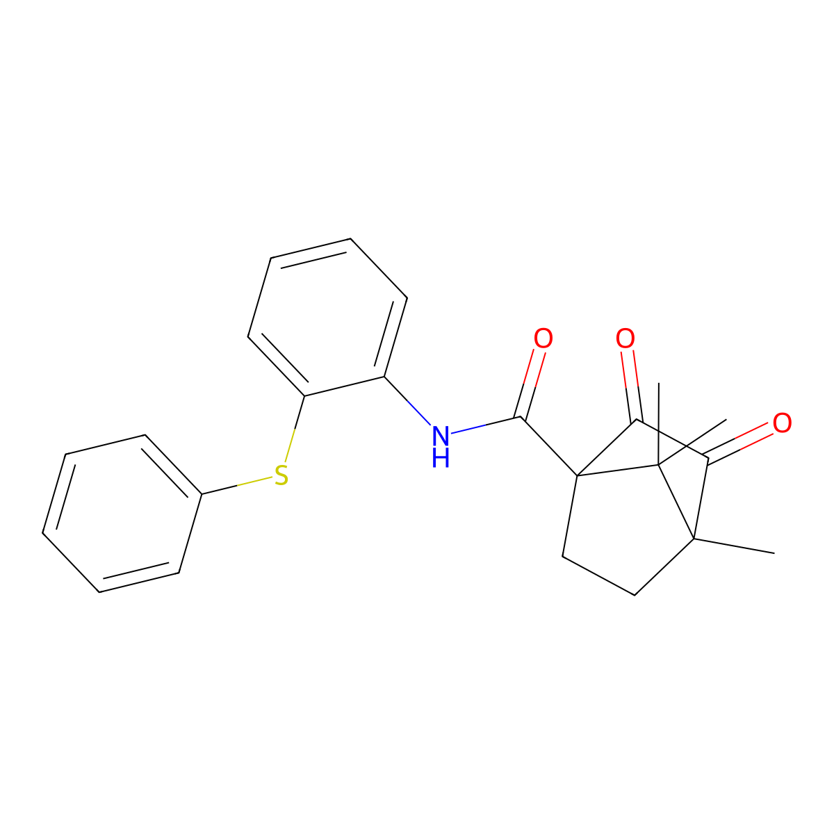 4,7,7-trimethyl-2,3-dioxo-N-[2-(phenylsulfanyl)phenyl]bicyclo[2.2.1]heptane-1-carboxamide molecular structure, CAS 585550-90-9