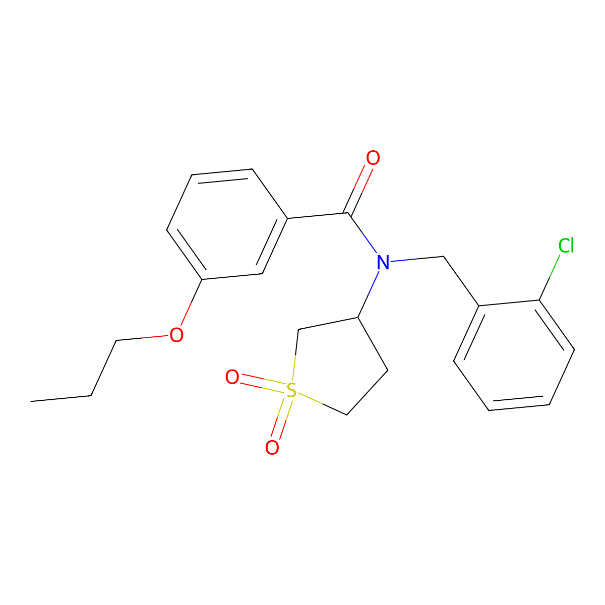 N-(2-chlorobenzyl)-N-(1,1-dioxidotetrahydrothiophen-3-yl)-3-propoxybenzamide molecular structure, CAS 585551-01-5