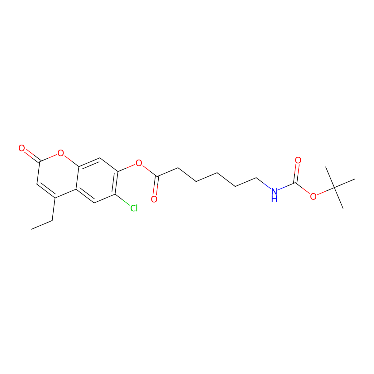 6-chloro-4-ethyl-2-oxo-2H-chromen-7-yl 6-[(tert-butoxycarbonyl)amino]hexanoate molecular structure, CAS 585551-02-6