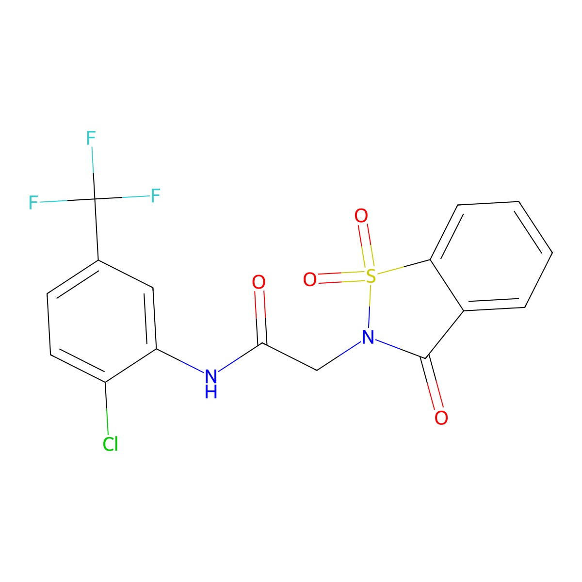 N-[2-chloro-5-(trifluoromethyl)phenyl]-2-(1,1,3-trioxo-1,2-benzothiazol-2-yl)acetamide molecular structure, CAS 585551-04-8
