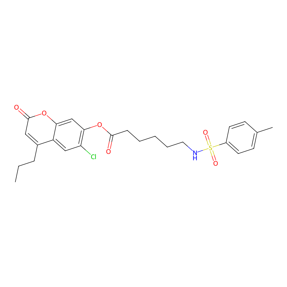 6-chloro-2-oxo-4-propyl-2H-chromen-7-yl 6-(4-methylphenylsulfonamido)hexanoate molecular structure, CAS 585551-43-5