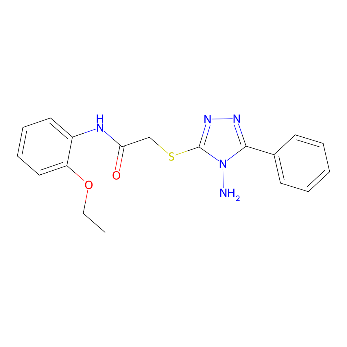 2-((4-amino-5-phenyl-4H-1,2,4-triazol-3-yl)thio)-N-(2-ethoxyphenyl)acetamide molecular structure, CAS 585551-46-8