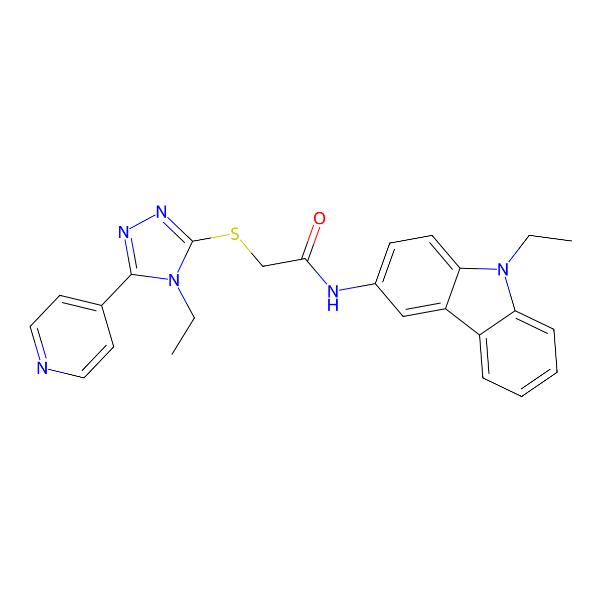 N-(9-Ethyl-9H-carbazol-3-YL)-2-{[4-ethyl-5-(4-pyridinyl)-4H-1,2,4-triazol-3-YL]sulfanyl}acetamide molecular structure, CAS 585551-57-1