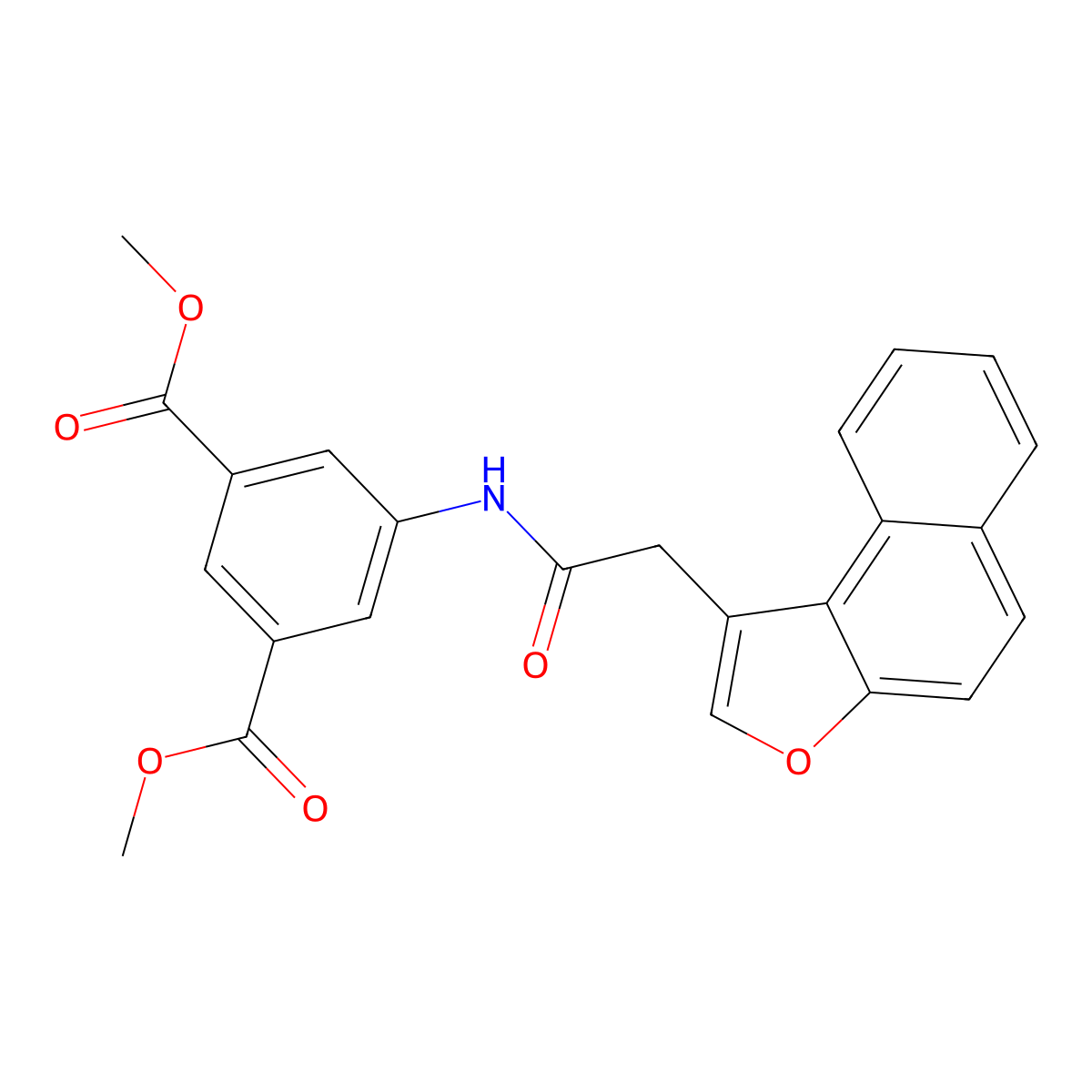 Methyl 3-(methoxycarbonyl)-5-(2-naphtho[2,1-b]furanylacetylamino)benzoate molecular structure, CAS 585551-68-4