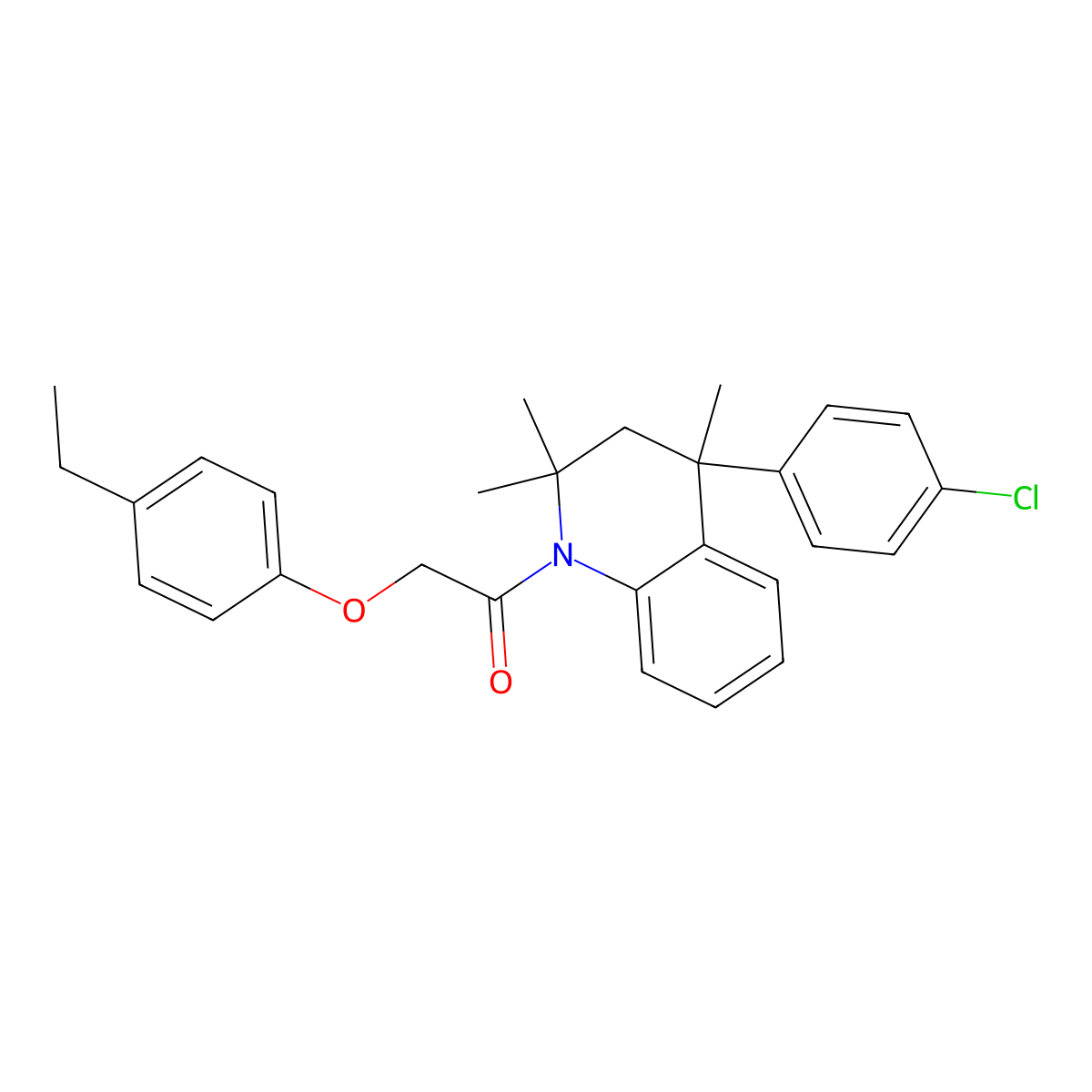1-[4-(4-chlorophenyl)-2,2,4-trimethyl-3,4-dihydroquinolin-1(2H)-yl]-2-(4-ethylphenoxy)ethanone molecular structure, CAS 585551-80-0
