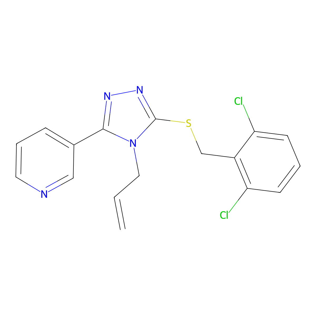 3-[(2,6-Dichlorophenyl)methylthio]-4-prop-2-enyl-5-(3-pyridyl)-1,2,4-triazole molecular structure, CAS 585552-04-1