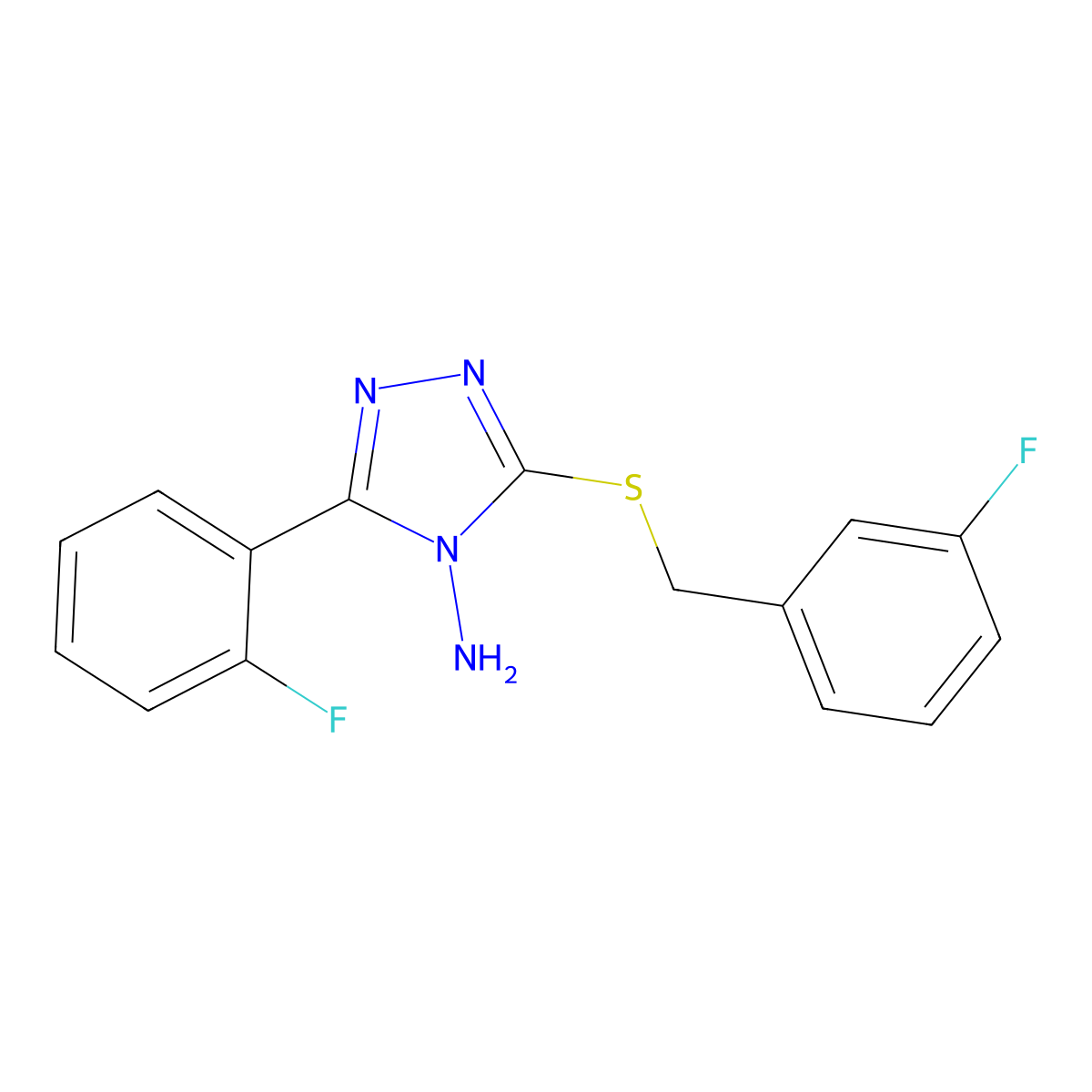 3-(2-Fluorophenyl)-5-[(3-fluorophenyl)methylthio]-1,2,4-triazole-4-ylamine molecular structure, CAS 585552-17-6