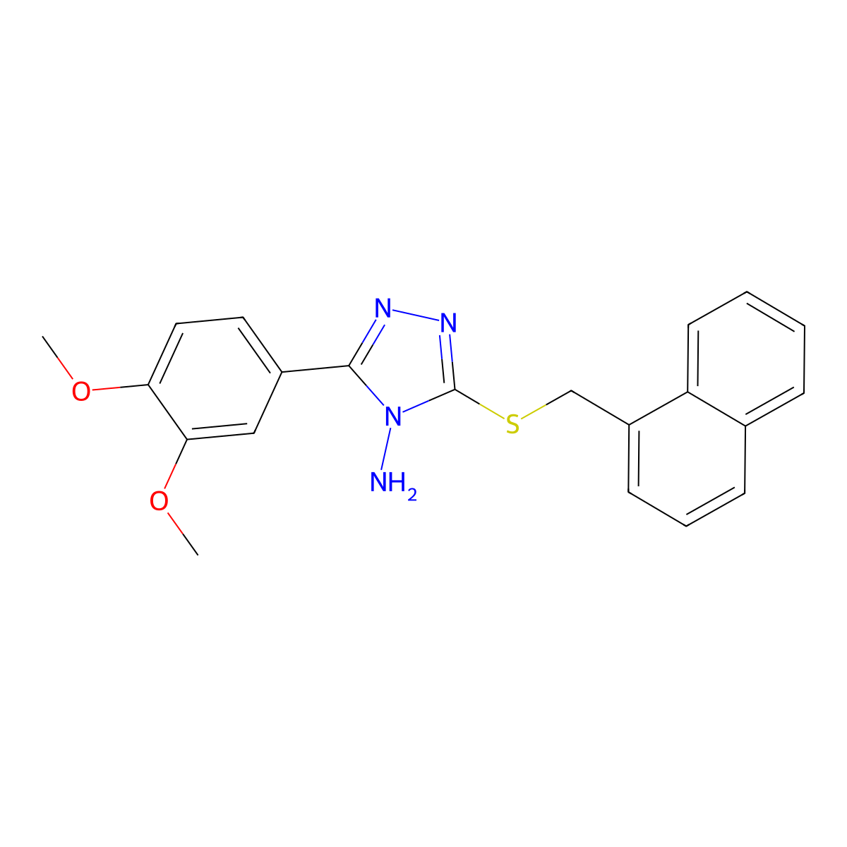 5-(3,4-Dimethoxyphenyl)-3-(naphthylmethylthio)-1,2,4-triazole-4-ylamine molecular structure, CAS 585552-19-8