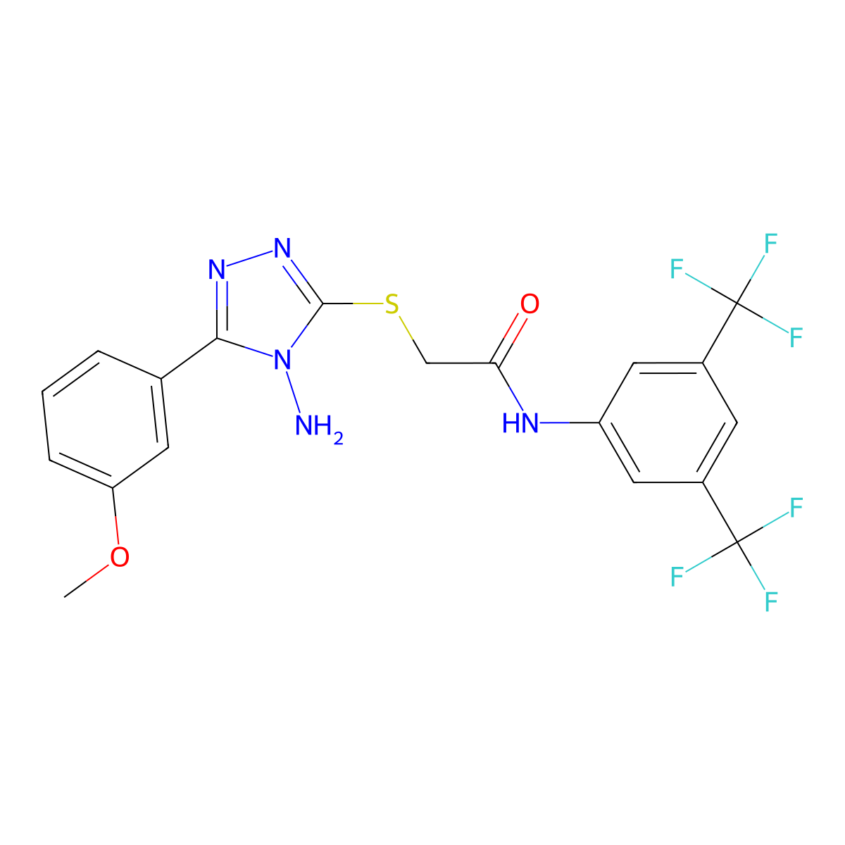 2-{[4-amino-5-(3-methoxyphenyl)-4H-1,2,4-triazol-3-yl]sulfanyl}-N-[3,5-bis(trifluoromethyl)phenyl]acetamide molecular structure, CAS 585552-28-9