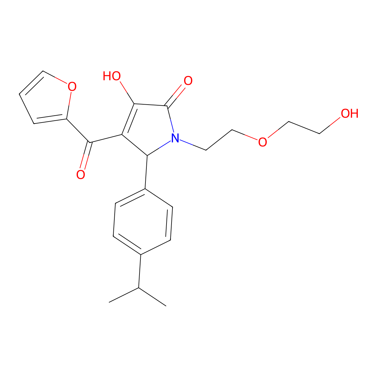 3-(furan-2-carbonyl)-4-hydroxy-1-[2-(2-hydroxyethoxy)ethyl]-2-(4-propan-2-ylphenyl)-2H-pyrrol-5-one molecular structure, CAS 585552-36-9