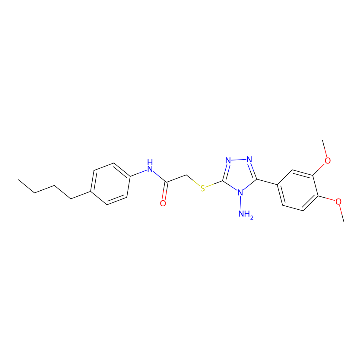 2-[4-amino-5-(3,4-dimethoxyphenyl)(1,2,4-triazol-3-ylthio)]-N-(4-butylphenyl)a cetamide molecular structure, CAS 585552-56-3