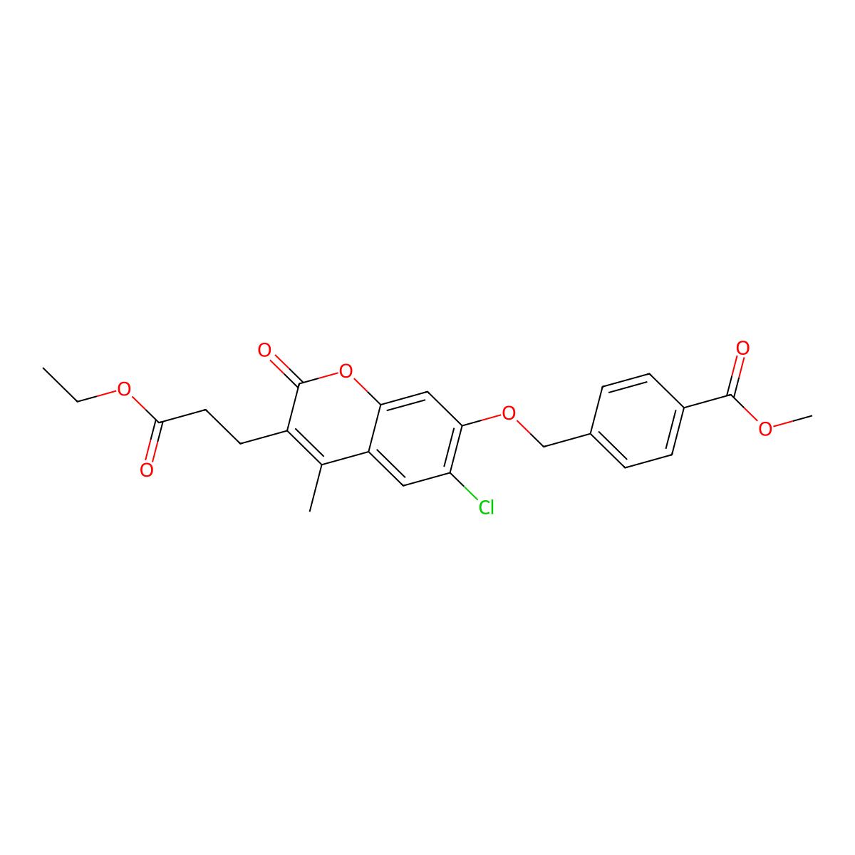 methyl 4-({[6-chloro-3-(3-ethoxy-3-oxopropyl)-4-methyl-2-oxo-2H-chromen-7-yl]oxy}methyl)benzoate molecular structure, CAS 585552-75-6