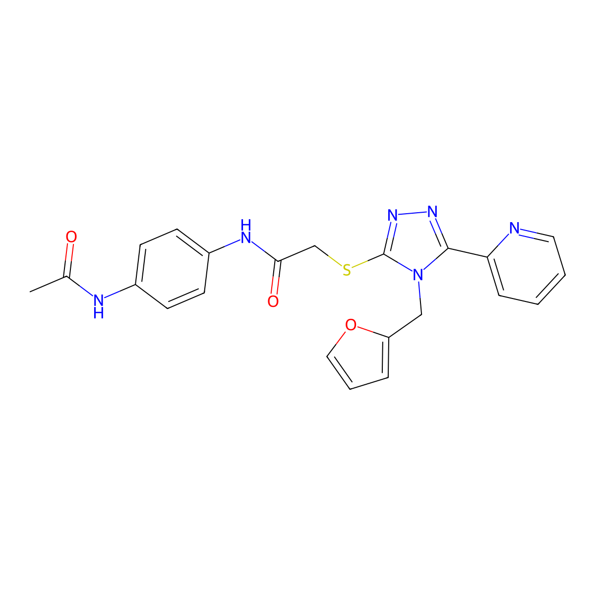 N-(4-acetamidophenyl)-2-[[4-(furan-2-ylmethyl)-5-pyridin-2-yl-1,2,4-triazol-3-yl]sulfanyl]acetamide molecular structure, CAS 585553-09-9