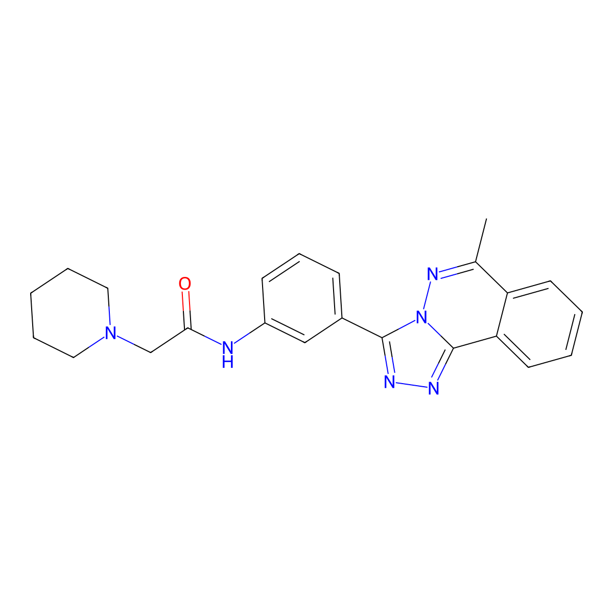 N-[3-(6-methyl-[1,2,4]triazolo[3,4-a]phthalazin-3-yl)phenyl]-2-piperidin-1-ylacetamide molecular structure, CAS 585553-10-2