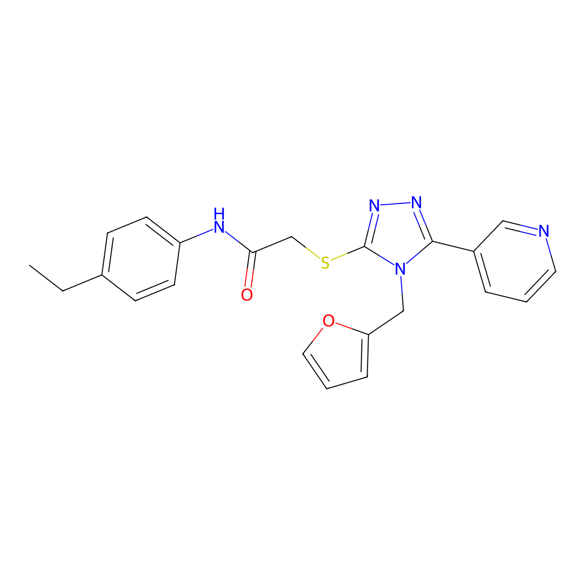 N-(4-ethylphenyl)-2-{[4-(furan-2-ylmethyl)-5-(pyridin-3-yl)-4H-1,2,4-triazol-3-yl]sulfanyl}acetamide molecular structure, CAS 585553-15-7