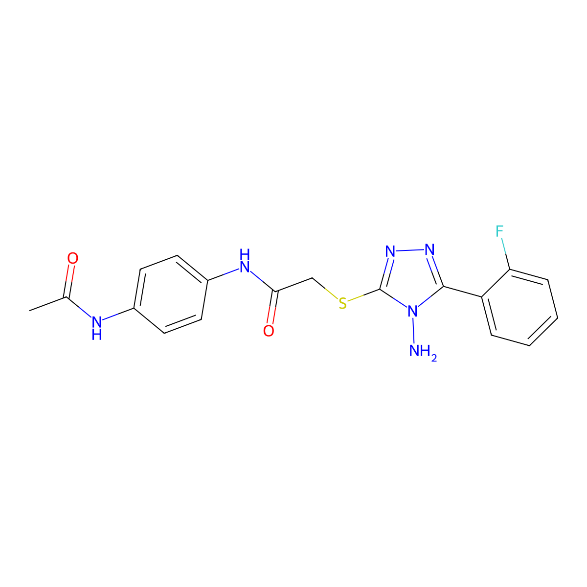 N-[4-(acetylamino)phenyl]-2-[4-amino-5-(2-fluorophenyl)(1,2,4-triazol-3-ylthio)]acetamide molecular structure, CAS 585553-45-3