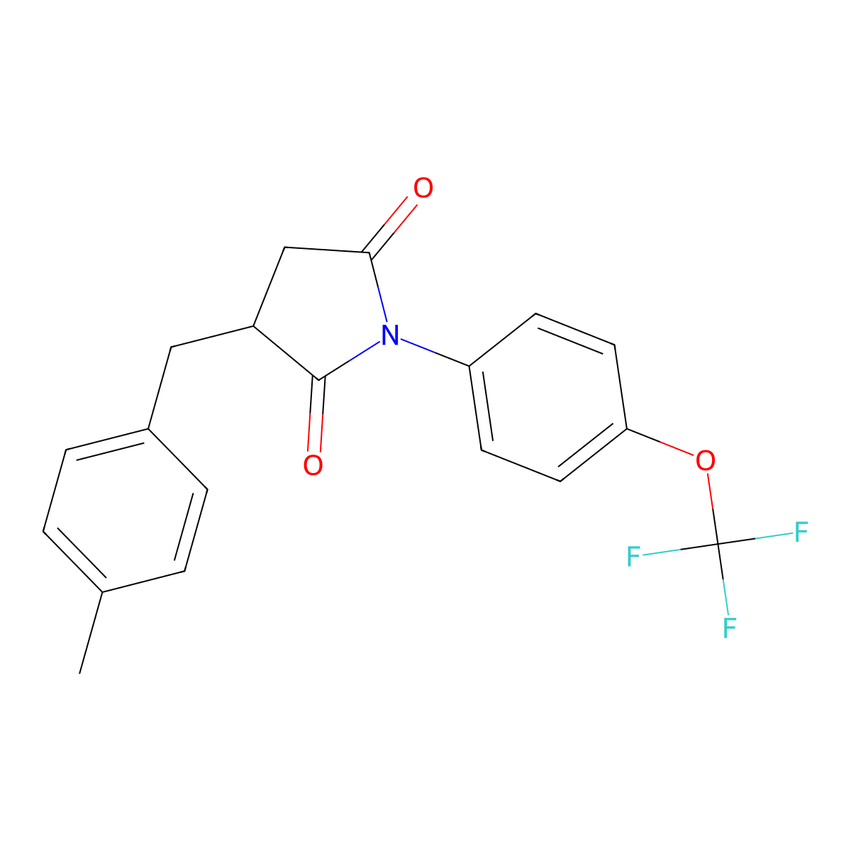 3-[(4-Methylphenyl)methyl]-1-[4-(trifluoromethoxy)phenyl]pyrrolidine-2,5-dione molecular structure, CAS 585553-46-4