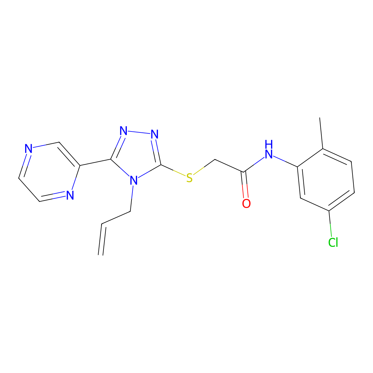 N-(5-chloro-2-methylphenyl)-2-{[4-(prop-2-en-1-yl)-5-(pyrazin-2-yl)-4H-1,2,4-triazol-3-yl]sulfanyl}acetamide molecular structure, CAS 585553-71-5