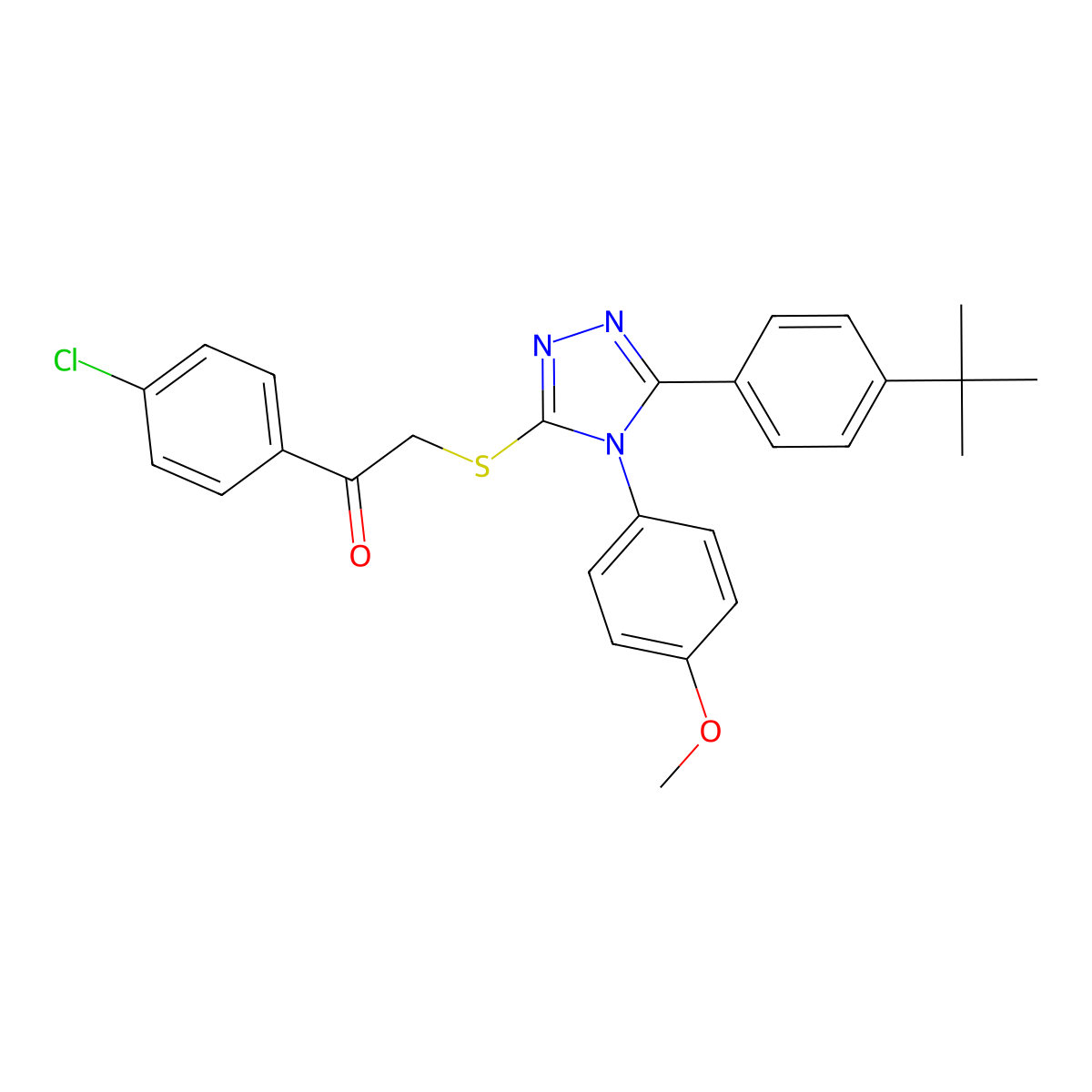2-{[5-(4-Tert-butylphenyl)-4-(4-methoxyphenyl)-4H-1,2,4-triazol-3-YL]sulfanyl}-1-(4-chlorophenyl)ethanone molecular structure, CAS 585553-89-5