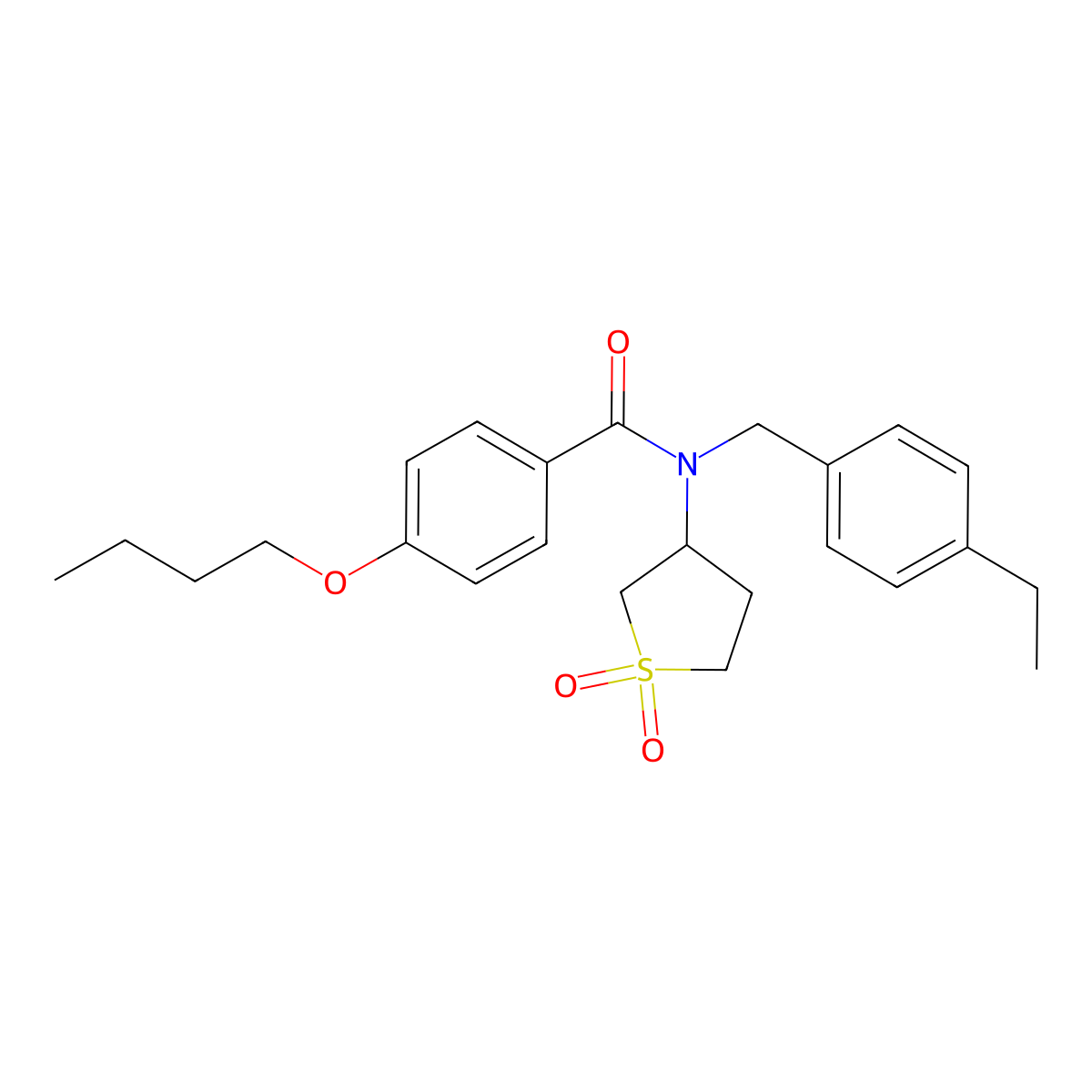 4-butoxy-N-(1,1-dioxidotetrahydro-3-thienyl)-N-(4-ethylbenzyl)benzamide molecular structure, CAS 585553-98-6
