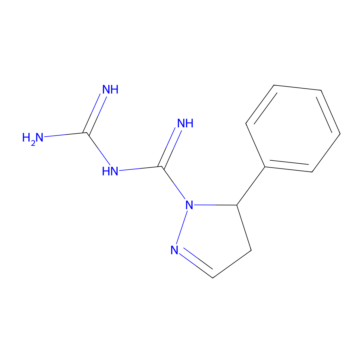 N-[amino(imino)methyl]-5-phenyl-4,5-dihydro-1H-pyrazole-1-carboximidamide molecular structure, CAS 585553-99-7