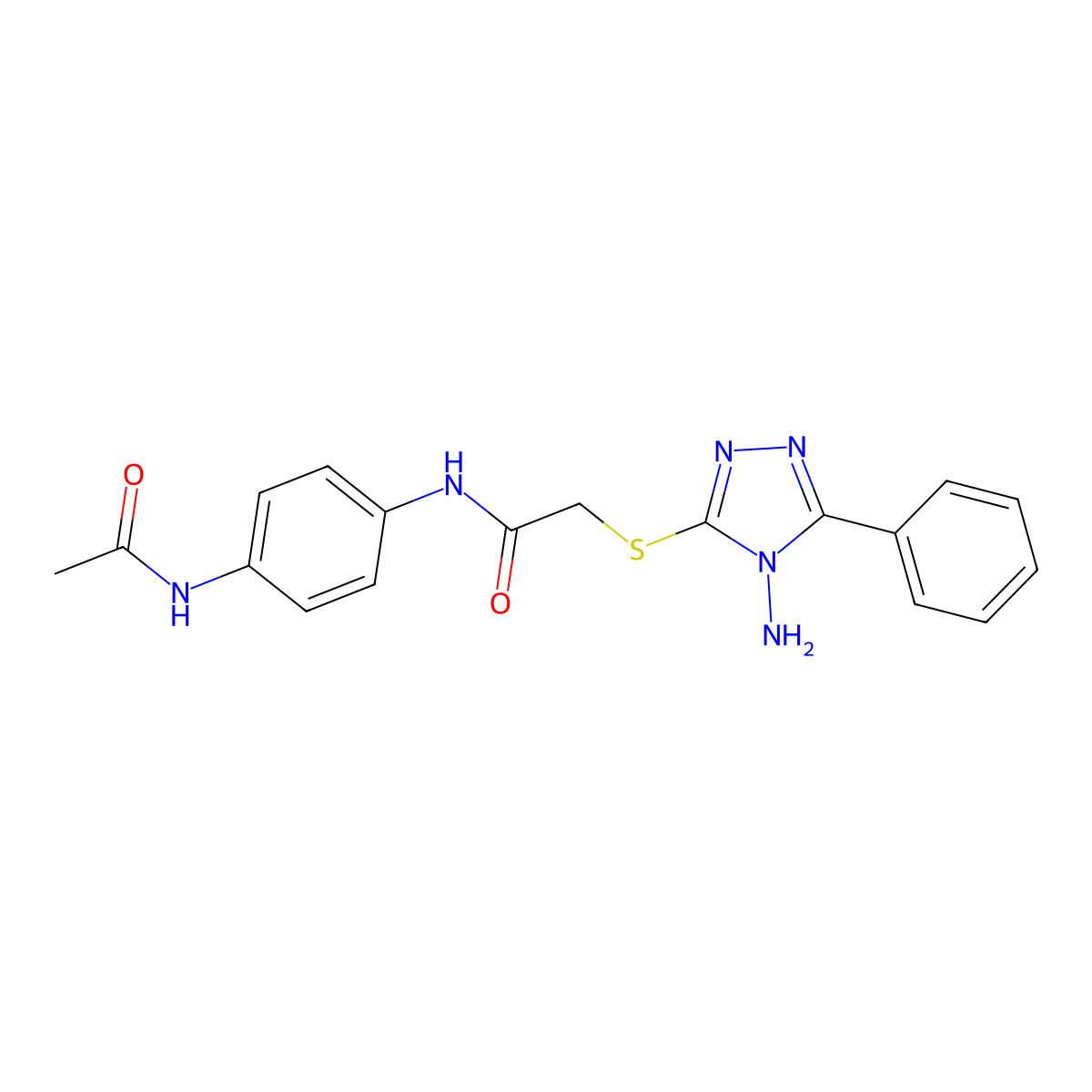 N-(4-(Acetylamino)PH)-2-((4-amino-5-phenyl-4H-1,2,4-triazol-3-YL)thio)acetamide molecular structure, CAS 585554-02-5