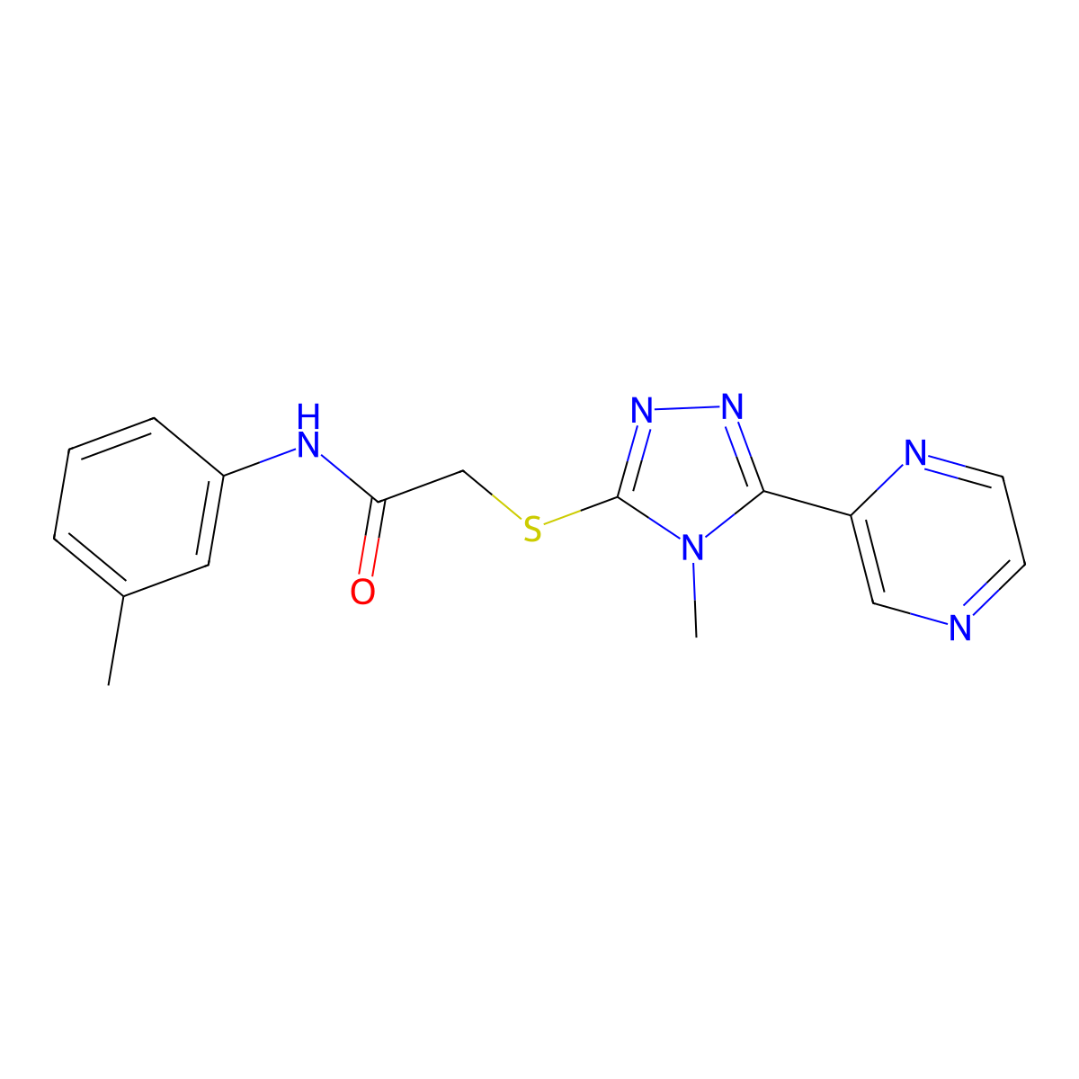 N-(3-methylphenyl)-2-{[4-methyl-5-(pyrazin-2-yl)-4H-1,2,4-triazol-3-yl]sulfanyl}acetamide molecular structure, CAS 585554-14-9