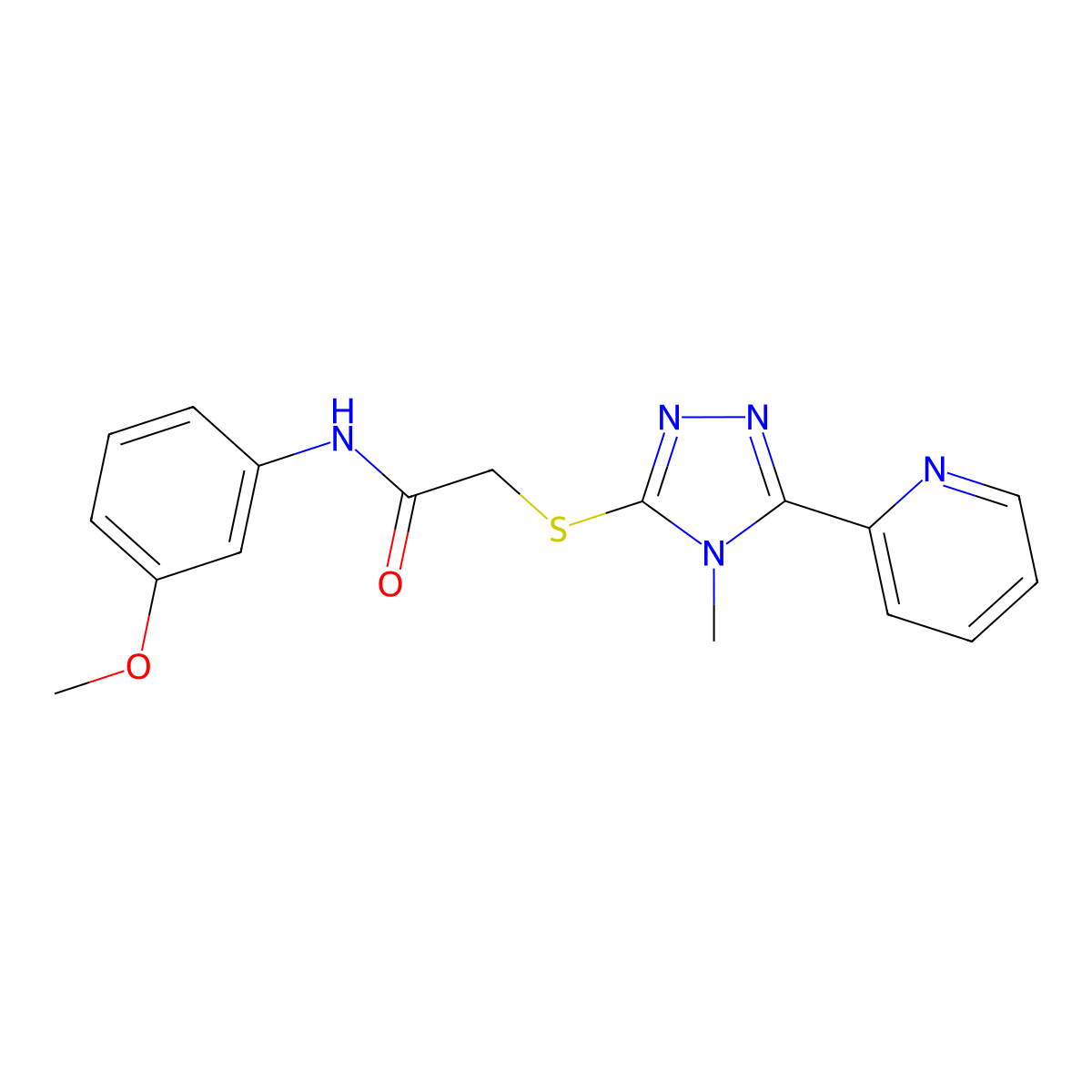 N-(3-methoxyphenyl)-2-{[4-methyl-5-(pyridin-2-yl)-4H-1,2,4-triazol-3-yl]sulfanyl}acetamide molecular structure, CAS 585554-34-3