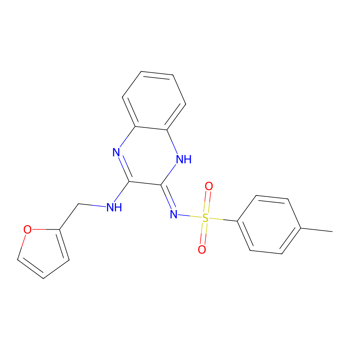 N-{3-[(2-furylmethyl)amino]-2-quinoxalinyl}-4-methylbenzenesulfonamide molecular structure, CAS 585555-19-7