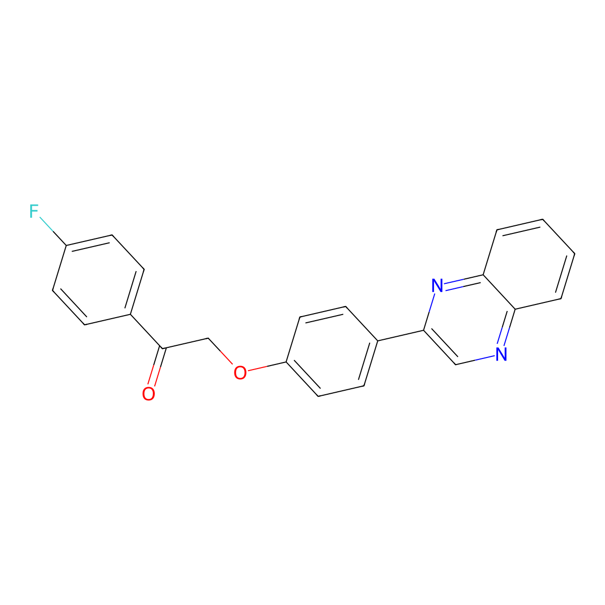1-(4-Fluorophenyl)-2-(4-quinoxalin-2-ylphenoxy)ethanone molecular structure, CAS 585555-70-0