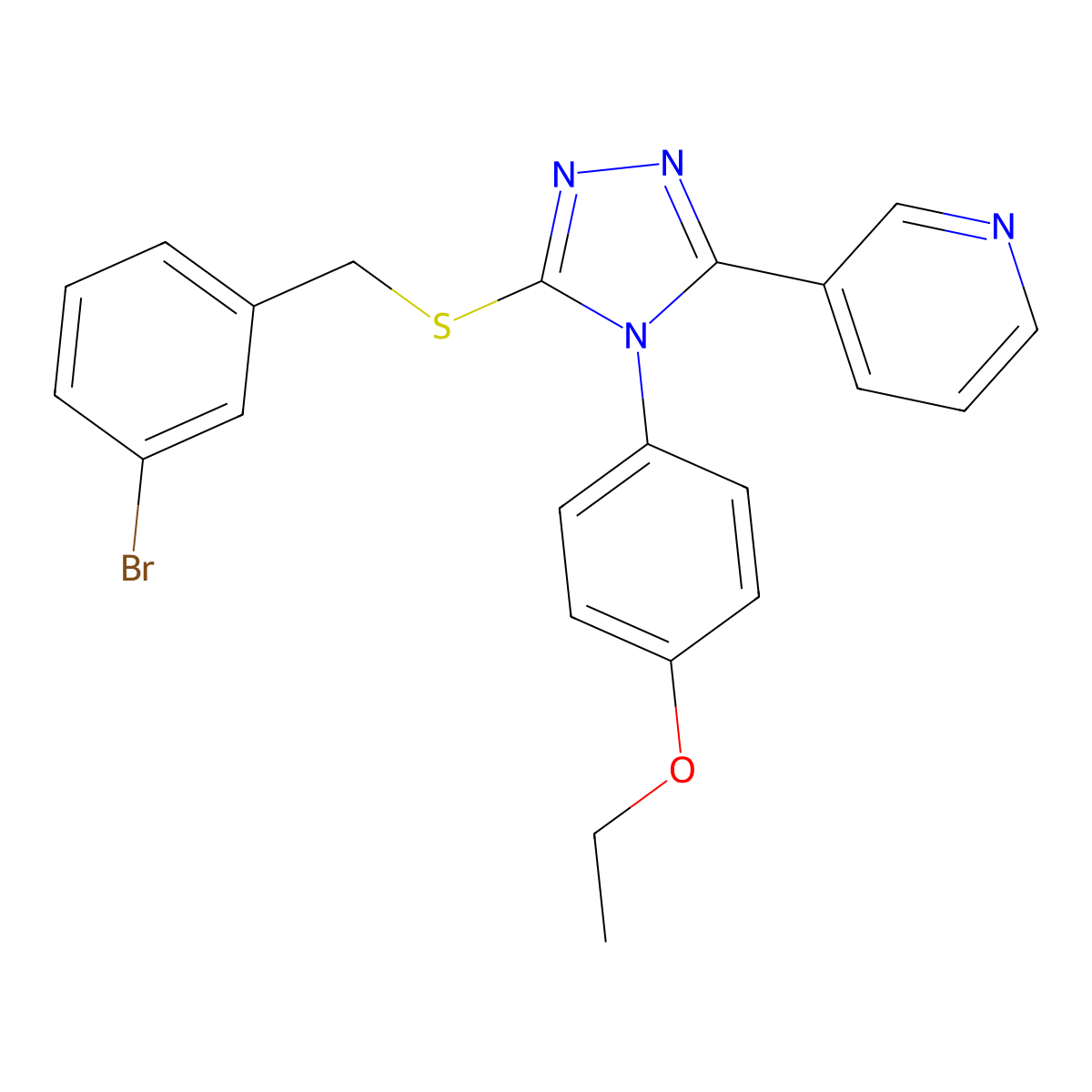 4-(3-((3-Bromobenzyl)thio)-5-(3-pyridinyl)-4H-1,2,4-triazol-4-yl)phenyl ethyl ether molecular structure, CAS 585555-96-0