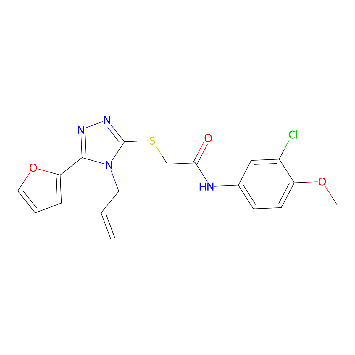 2-((4-Allyl-5-(2-furyl)-4H-1,2,4-triazol-3-YL)sulfanyl)-N-(3-chloro-4-methoxyphenyl)acetamide molecular structure, CAS 585556-10-1