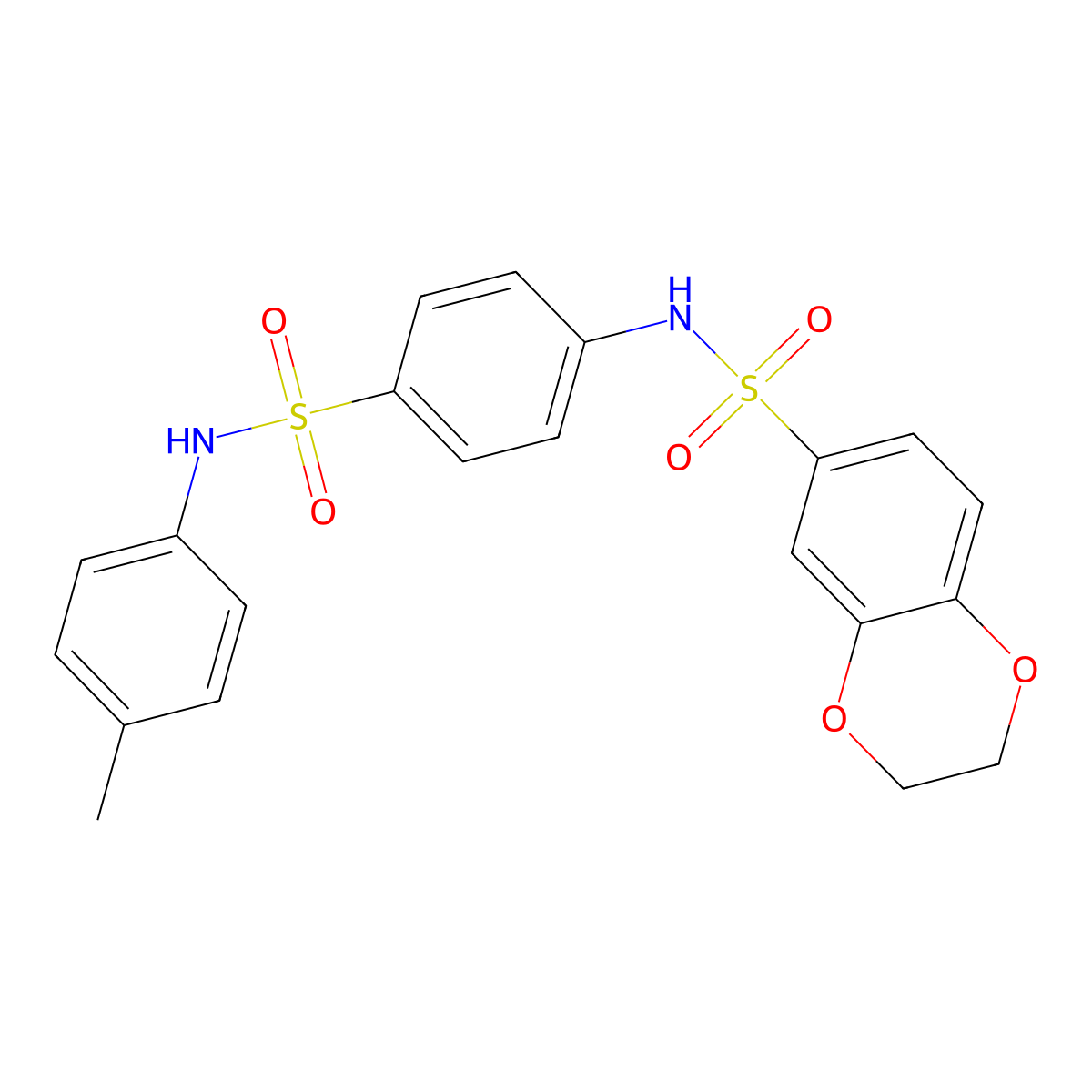 N-[4-[(4-methylphenyl)sulfamoyl]phenyl]-2,3-dihydro-1,4-benzodioxine-6-sulfonamide molecular structure, CAS 585556-13-4