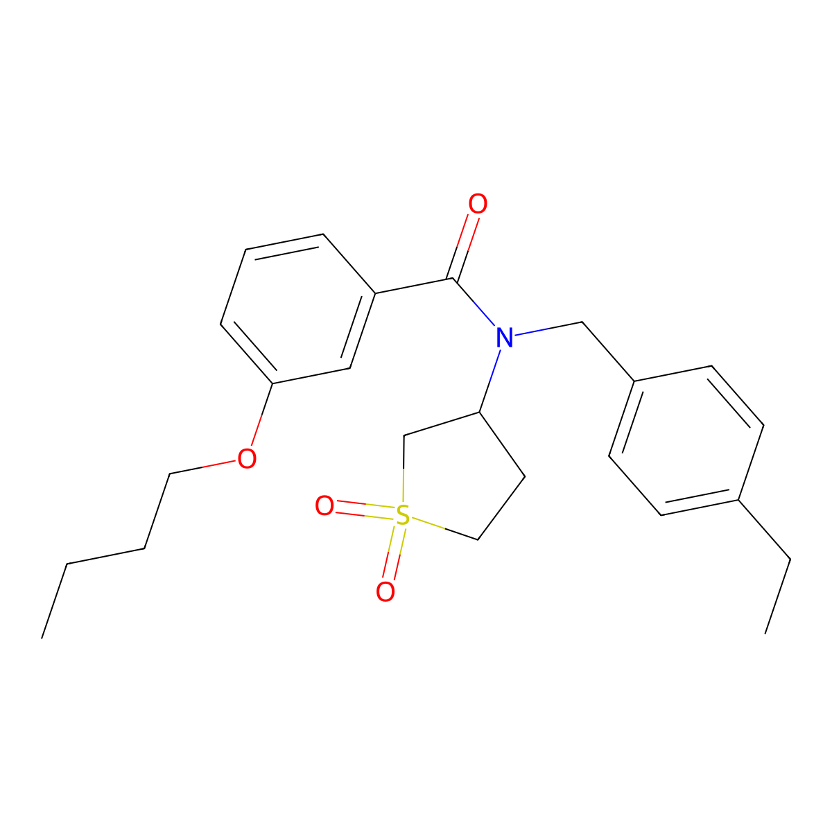 3-butoxy-N-(1,1-dioxidotetrahydrothiophen-3-yl)-N-(4-ethylbenzyl)benzamide molecular structure, CAS 585556-28-1
