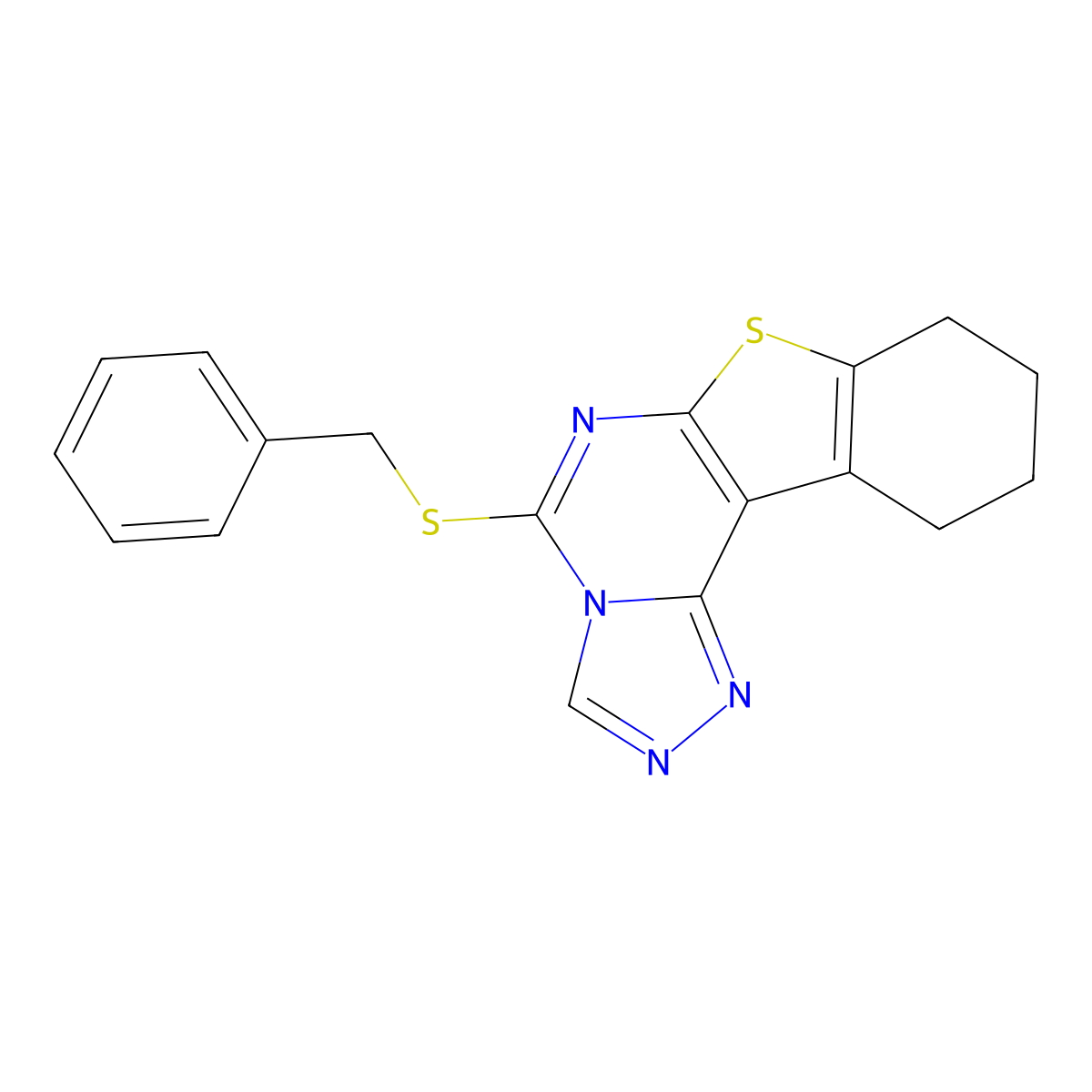 5-(Benzylthio)-8,9,10,11-tetrahydrobenzo[4,5]thieno[3,2-e][1,2,4]triazolo[4,3-c]pyrimidine molecular structure, CAS 585556-43-0