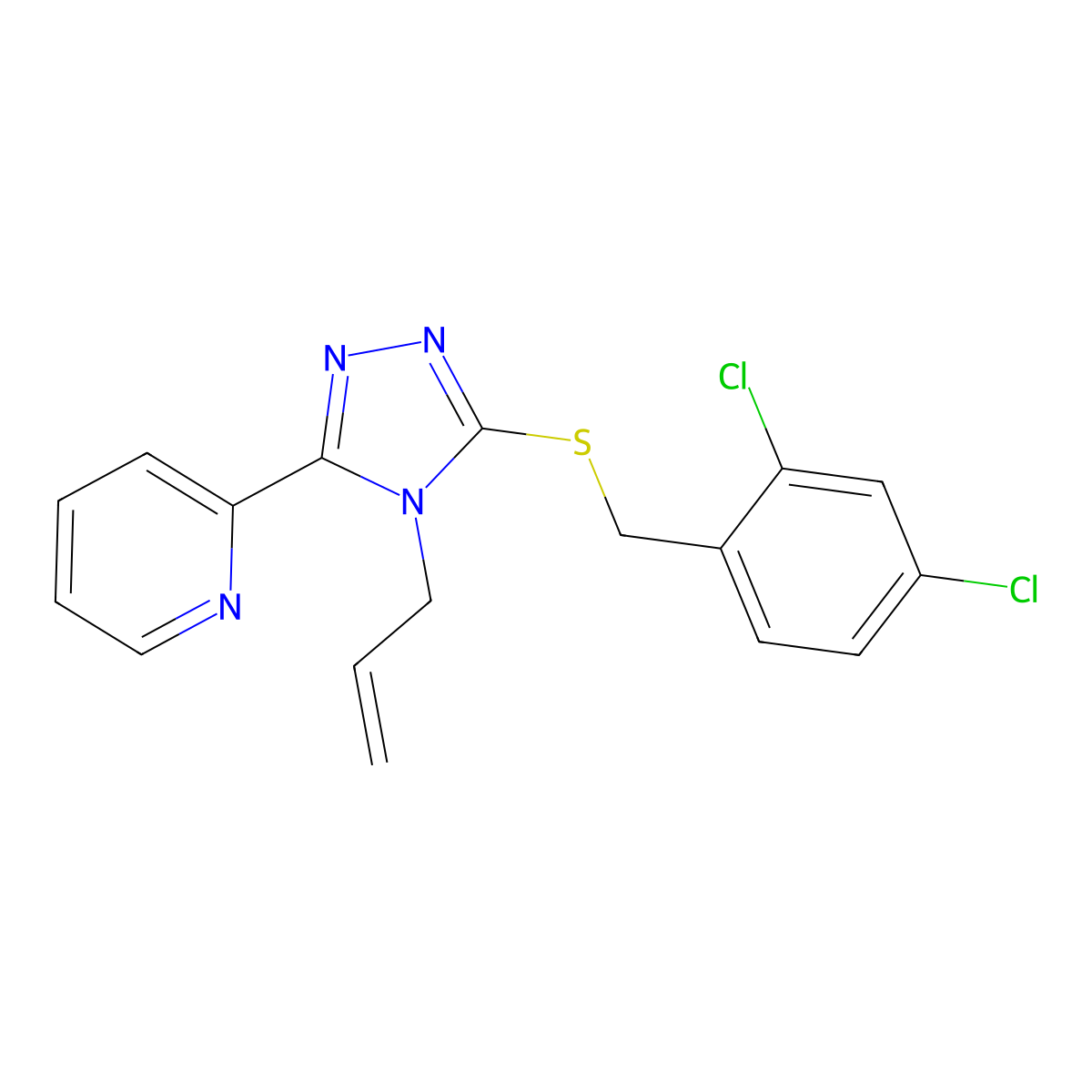 3-[(2,4-Dichlorophenyl)methylthio]-4-prop-2-enyl-5-(2-pyridyl)-1,2,4-triazole molecular structure, CAS 585556-50-9